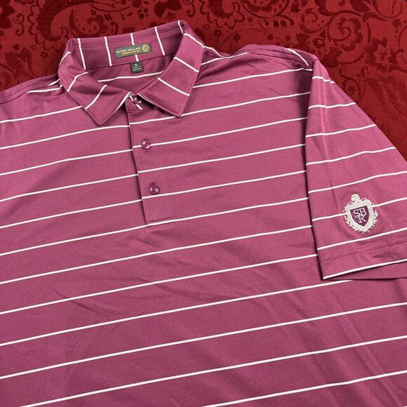 Peter Millar Shirt Mens XL Pink Stripe Summer Comfort Polo Golf Embroidery - Picture 1 of 9